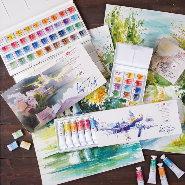 WHITE NIGHTS WATERCOLOR PROFESSIONAL Paint Set Russian Nevskaya palitra